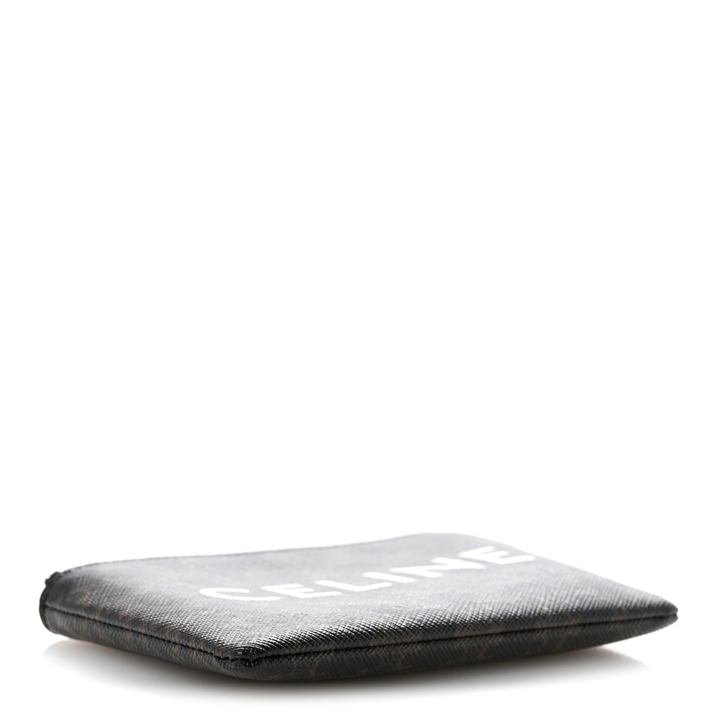 Triomphe Canvas Logo Coin and Card Pouch With Hook Black