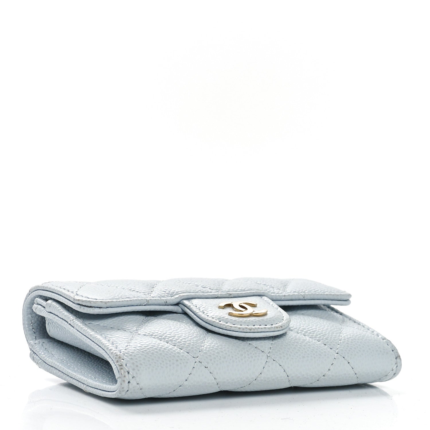 Chanel Caviar Quilted Flap Card Holder Wallet Light Blue 3 of 11