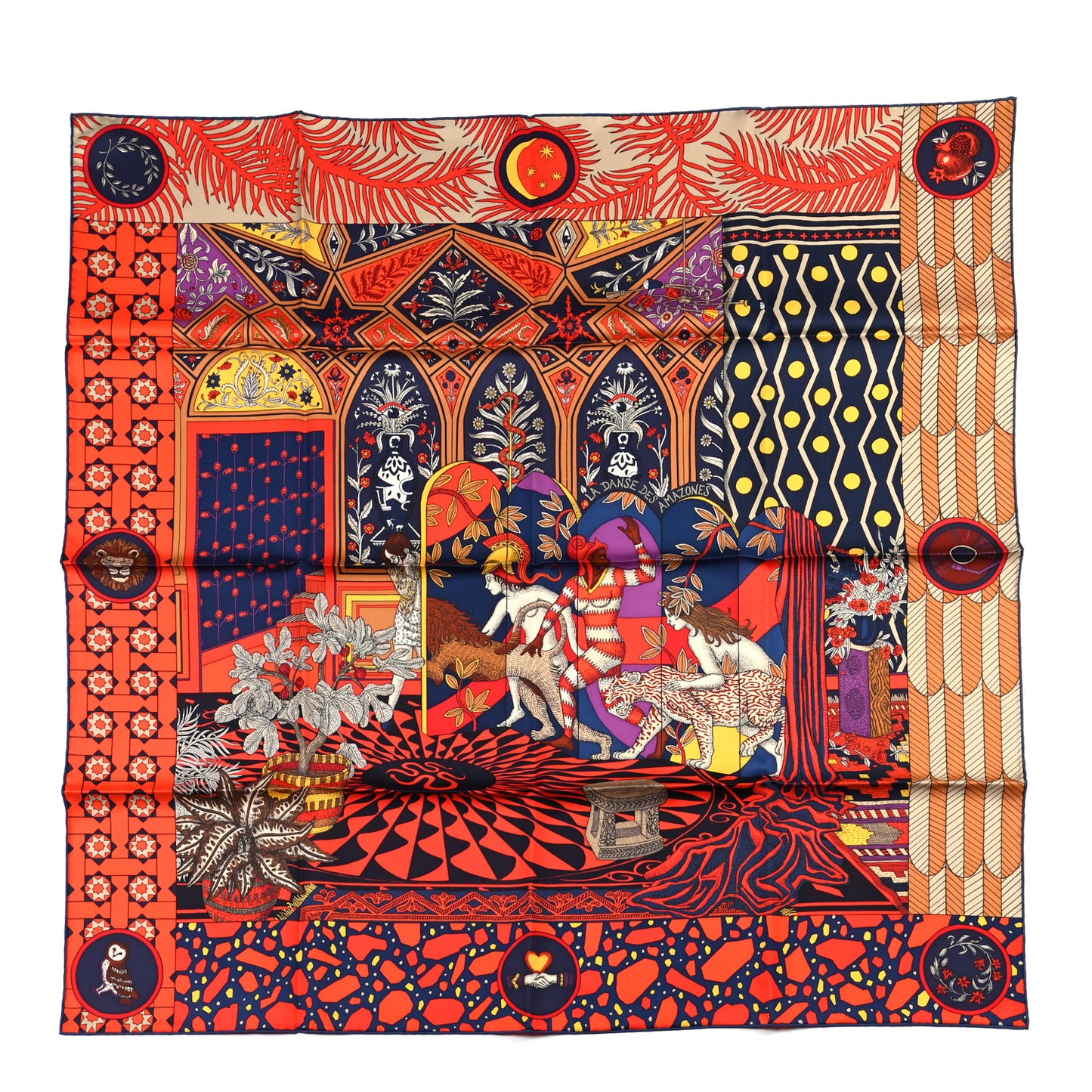 Silk La Danse Des Amazones Scarf 90 Marine Rouge Violet
