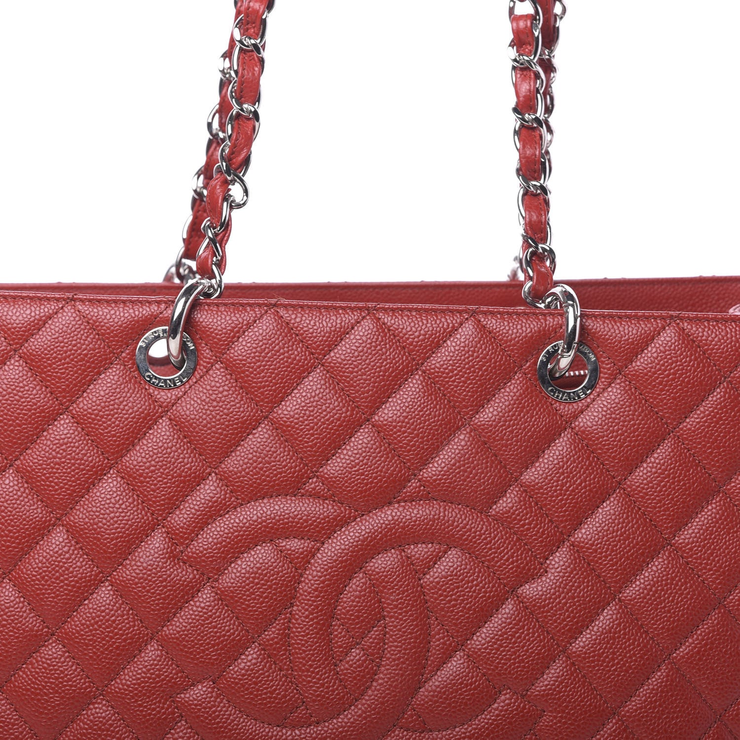 Chanel Caviar Quilted XL Grand Shopping Tote GST Red 9 of 13
