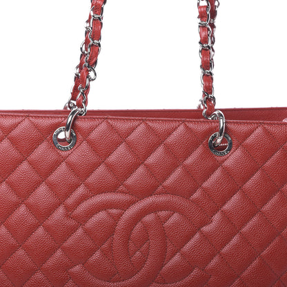 Chanel Caviar Quilted XL Grand Shopping Tote GST Red 9 of 13