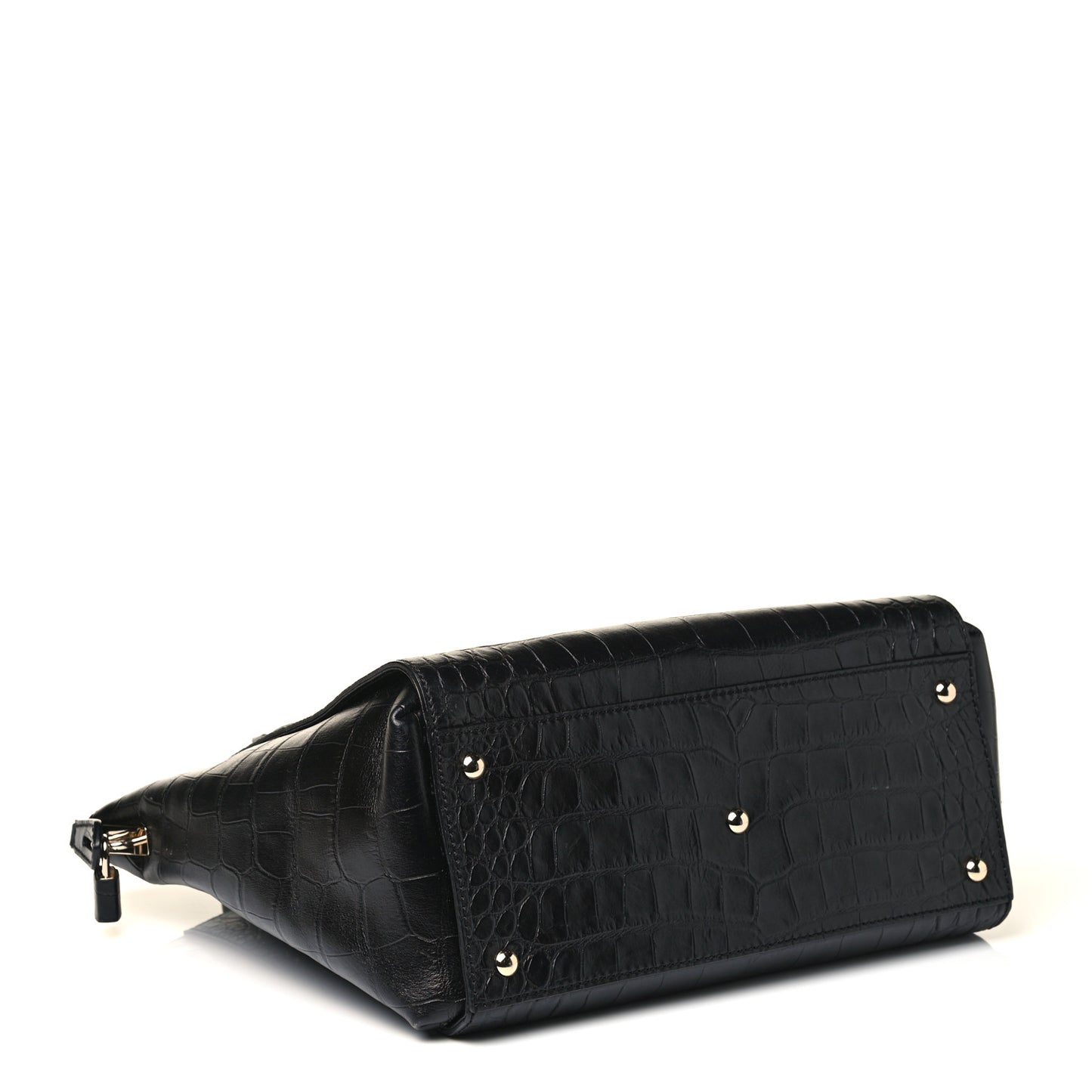 Calfskin Crocodile Embossed Tote Black