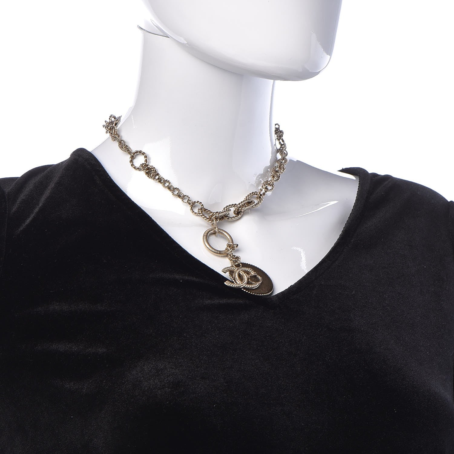 Chanel Twisted Chain CC Pendant Necklace Gold 2 of 6