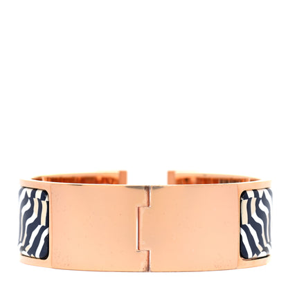 Hermes Enamel Narrow Print Zebres De Tanzania Clic Clac H Bracelet PM Beige Blue 3 of 4