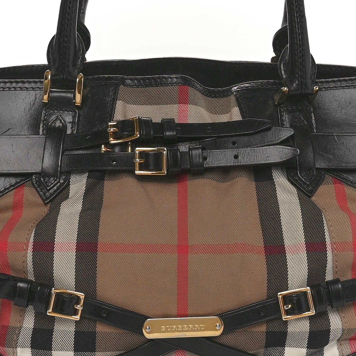 Burberry House Check Bridle Calfskin Medium Lynher Tote Black 8 of 10
