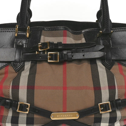Burberry House Check Bridle Calfskin Medium Lynher Tote Black 8 of 10