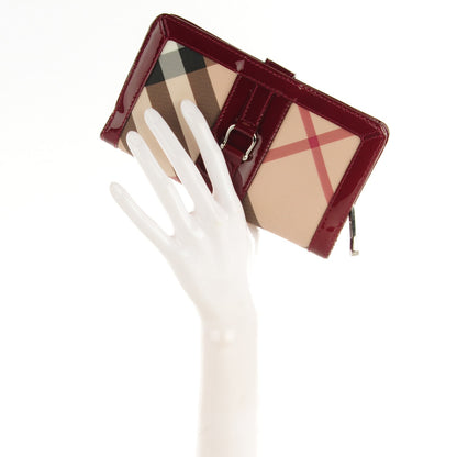 Burberry Patent Nova Check Continental Wallet Berry Red 2 of 7