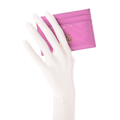 Gucci Calfskin Matelasse GG Marmont Card Holder Candy Mousse 2 of 7