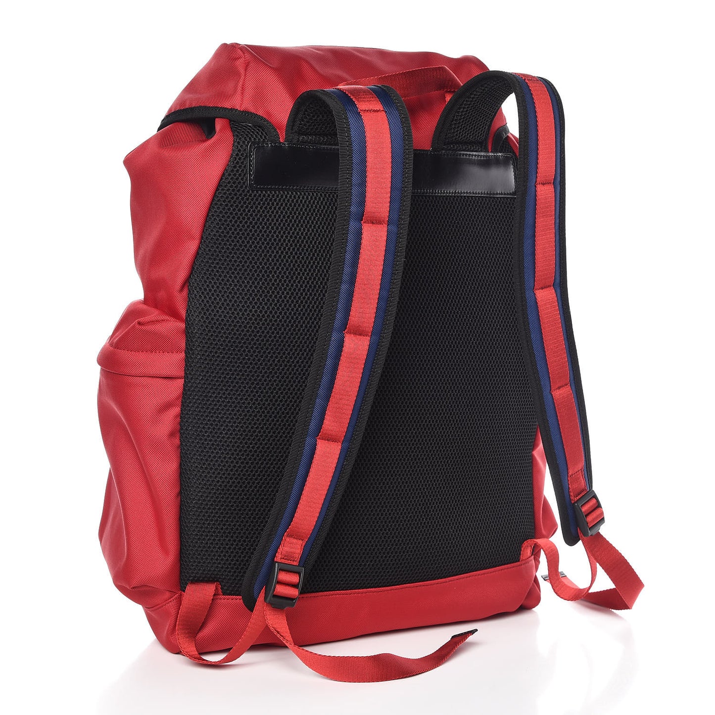 Techno Canvas Web Double Buckle Backpack Red