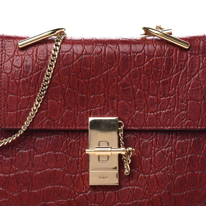 Chloe Calfskin Crocodile Embossed Drew Shoulder Bag Sienna Red 10 of 10