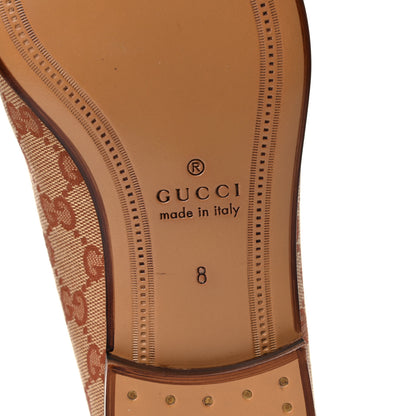 Gucci Canvas GG Monogram Horsebit Mens Jordaan Loafers 8 Beige Ruggine Light Brown 7 of 15