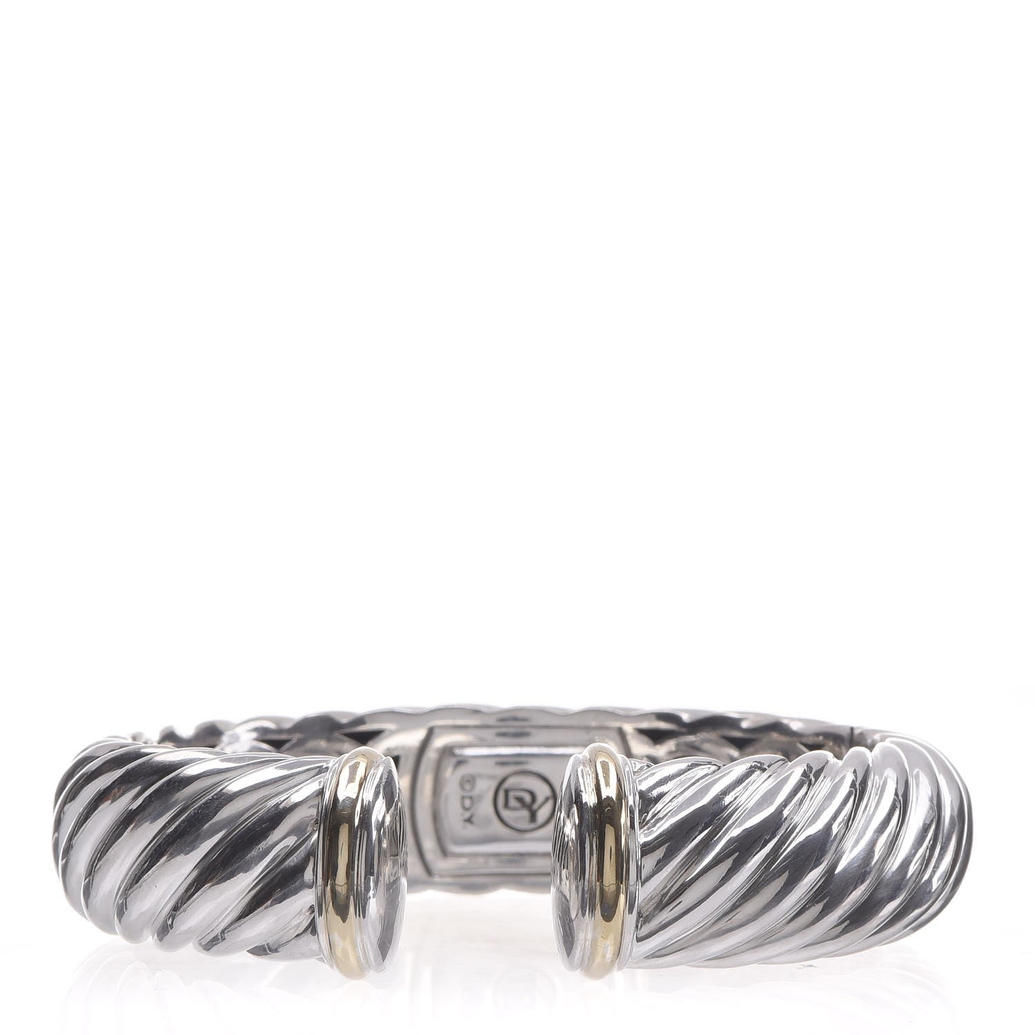 David Yurman Sterling Silver 18K Yellow Gold 15mm Sculpted Cable Cuff Bracelet 1 of 5