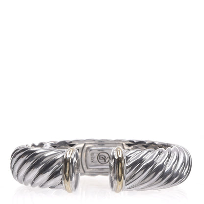 David Yurman Sterling Silver 18K Yellow Gold 15mm Sculpted Cable Cuff Bracelet 1 of 5