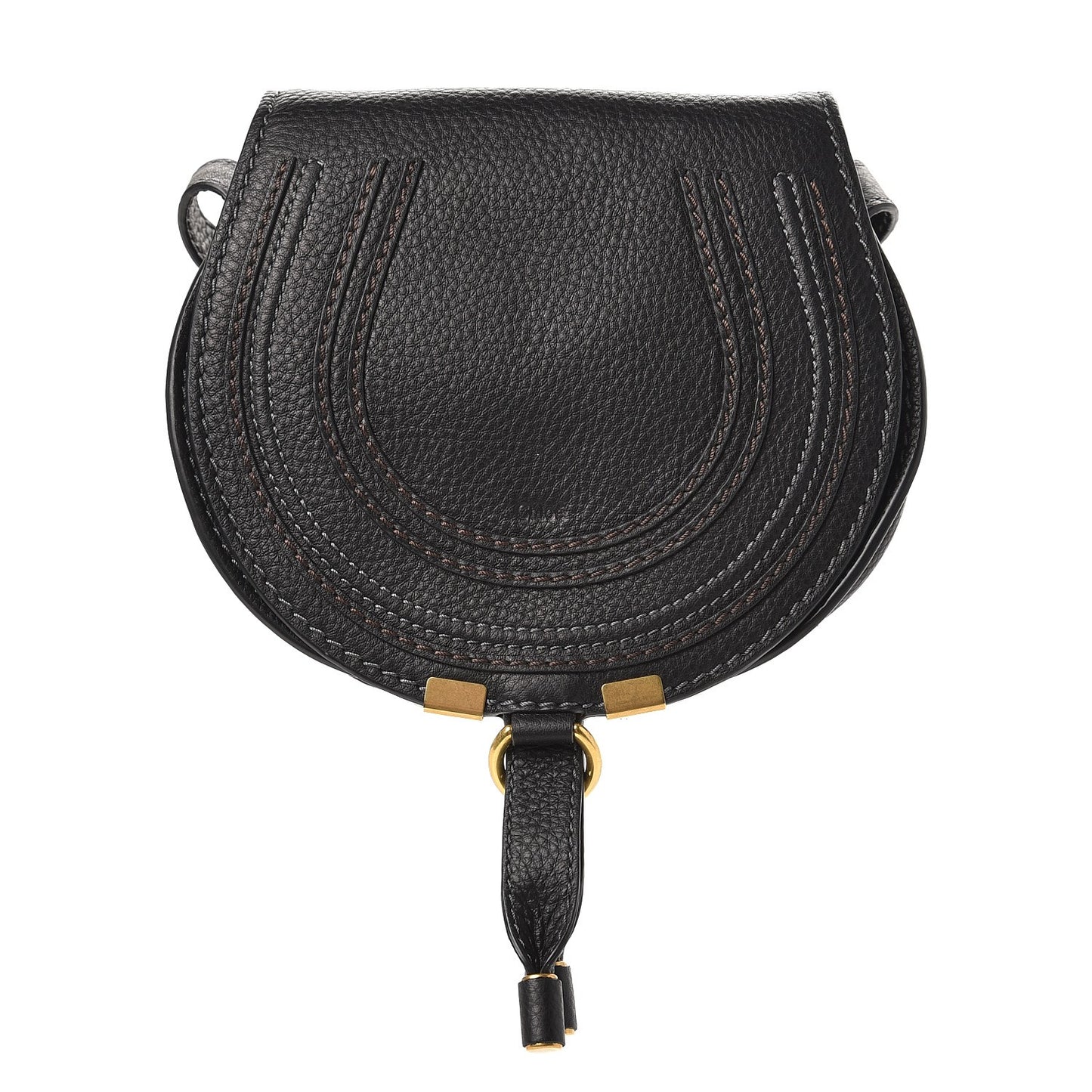 Calfskin Mini Marcie Round Crossbody Bag Black