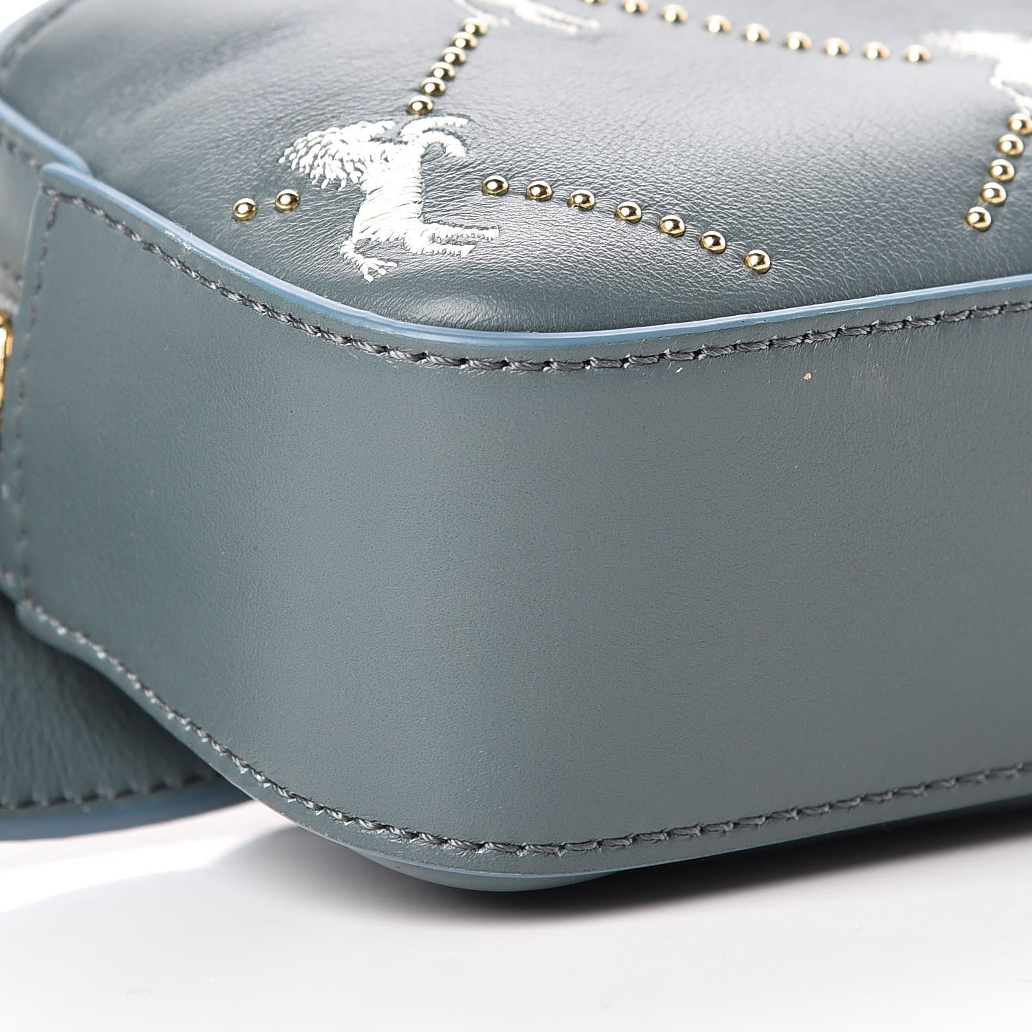 Chloe Smooth Calfskin Little Horses Embroidered Signature Belt Bag Cloudy Blue 8 of 10