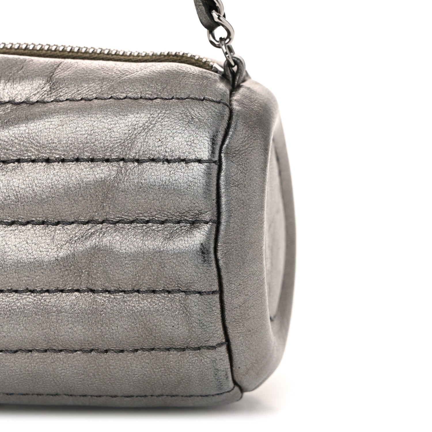 Chanel Metallic Lambskin Horizontal Quilt Pochette Dark Grey 11 of 12