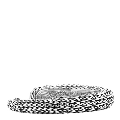 John Hardy Sterling Silver 18K Yellow Gold Diamond 17mm Classic Chain Hammered Kick Cuff Bracelet 3 of 5