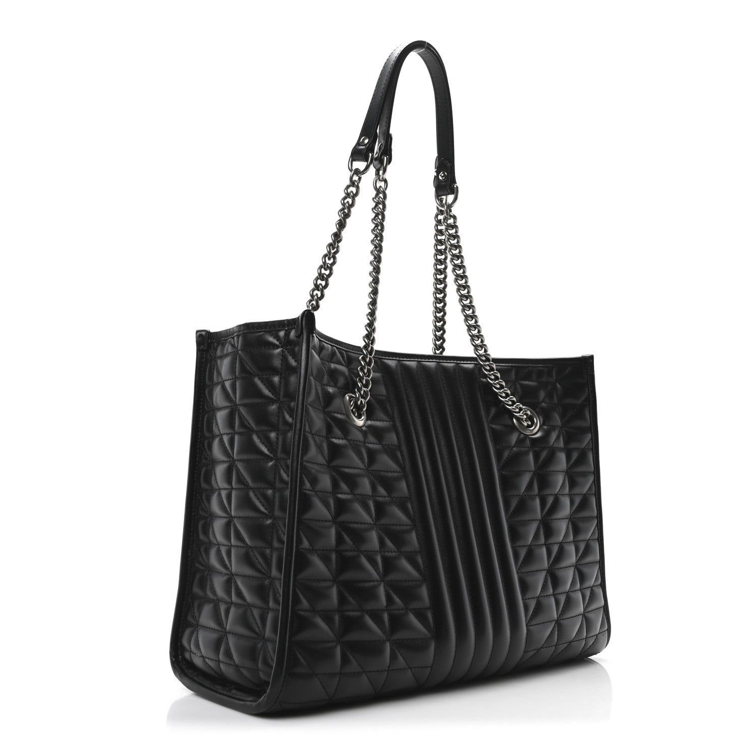 Gucci Calfskin Matelasse Aria Medium GG Marmont Shoulder Tote Black 3 of 10