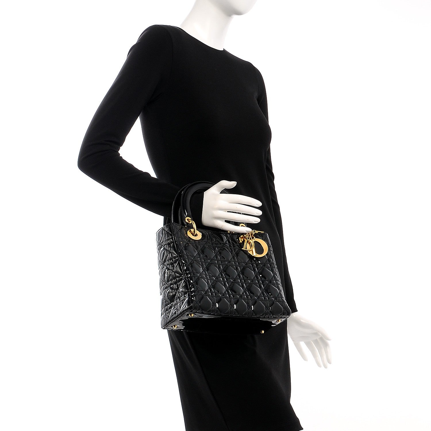 Christian Dior Patent Cannage Medium Lady Dior Black 3 of 13