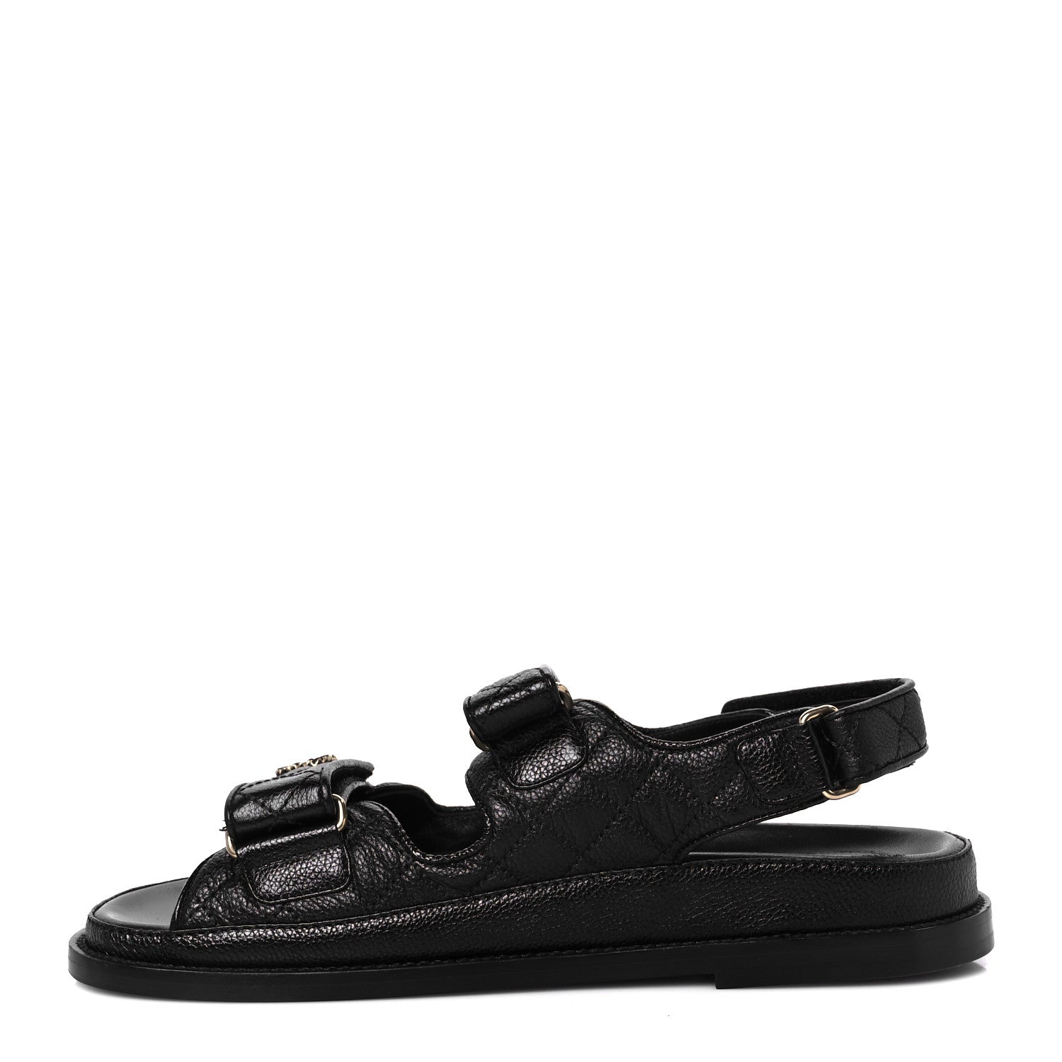 Chanel Grained Calfskin Velcro Dad Sandals 39 Black 1 of 10