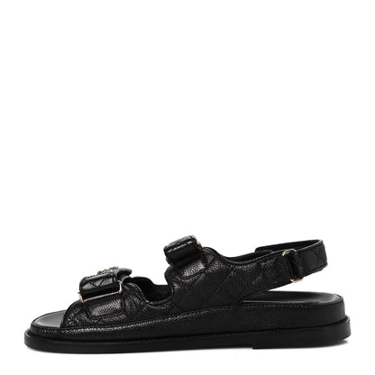 Chanel Grained Calfskin Velcro Dad Sandals 39 Black 1 of 10