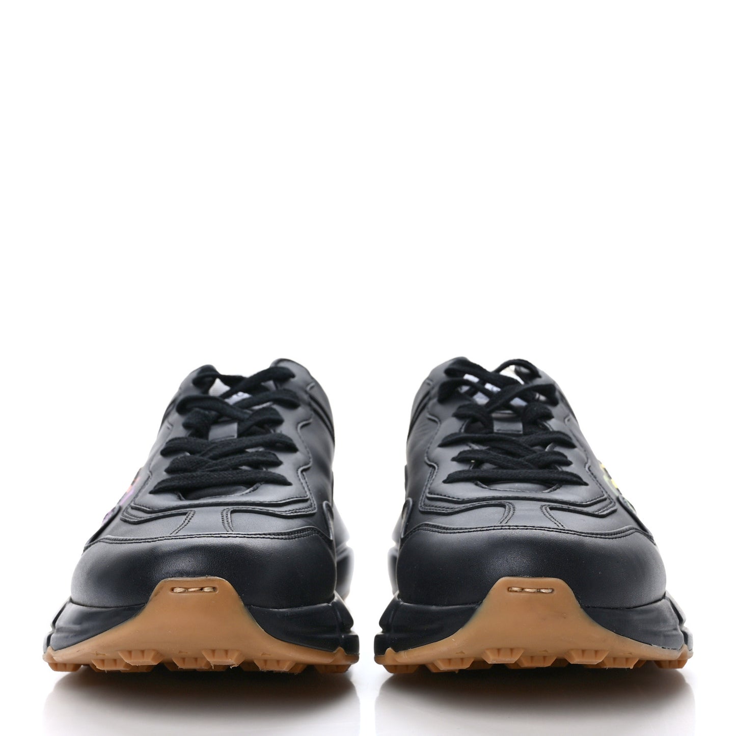 Calfskin Iridescent Logo Mens Rhyton Sneakers 8 Black