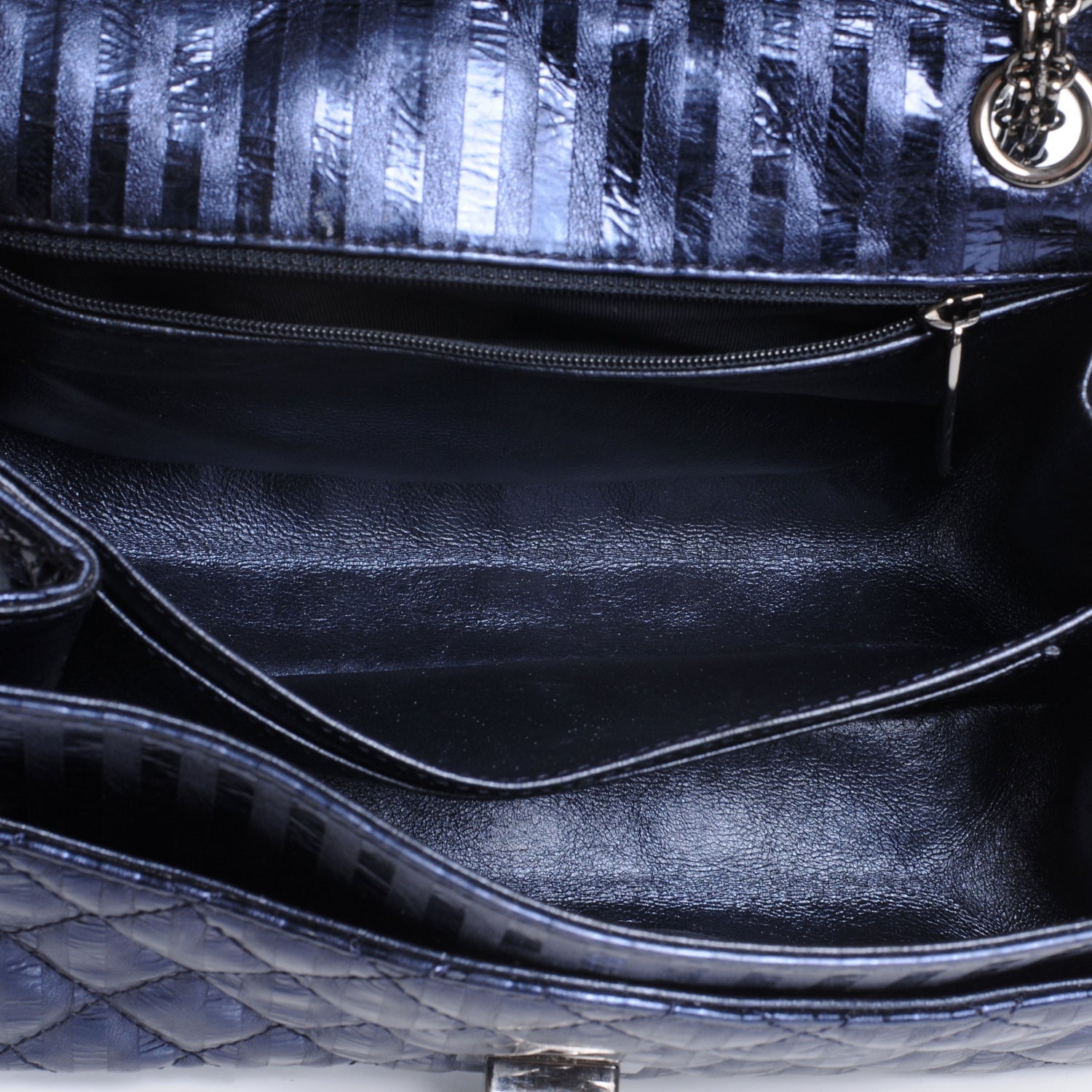 Chanel Striped Accordion Reissue Flap Metallic Blue 5 of 7