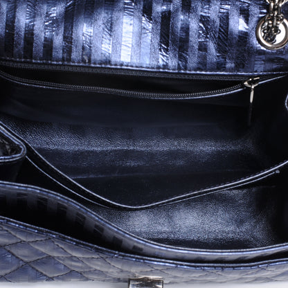 Chanel Striped Accordion Reissue Flap Metallic Blue 5 of 7