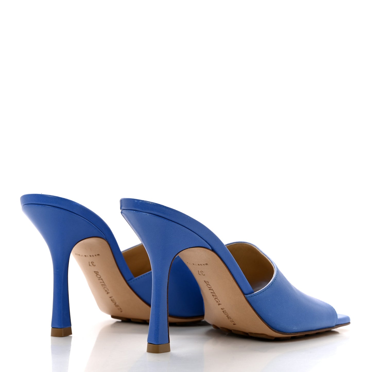 Lambskin Stretch Mule Sandals 37 Aquarium