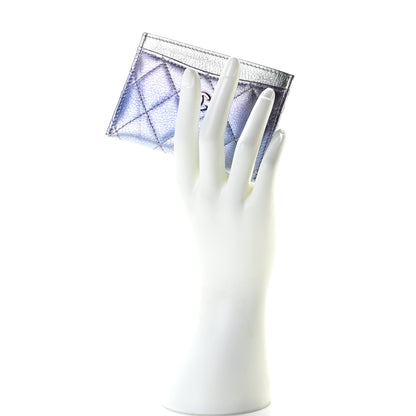 Chanel Gradient Metallic Calfskin Quilted Card Holder Silver Blue Yellow Purple 2 of 8