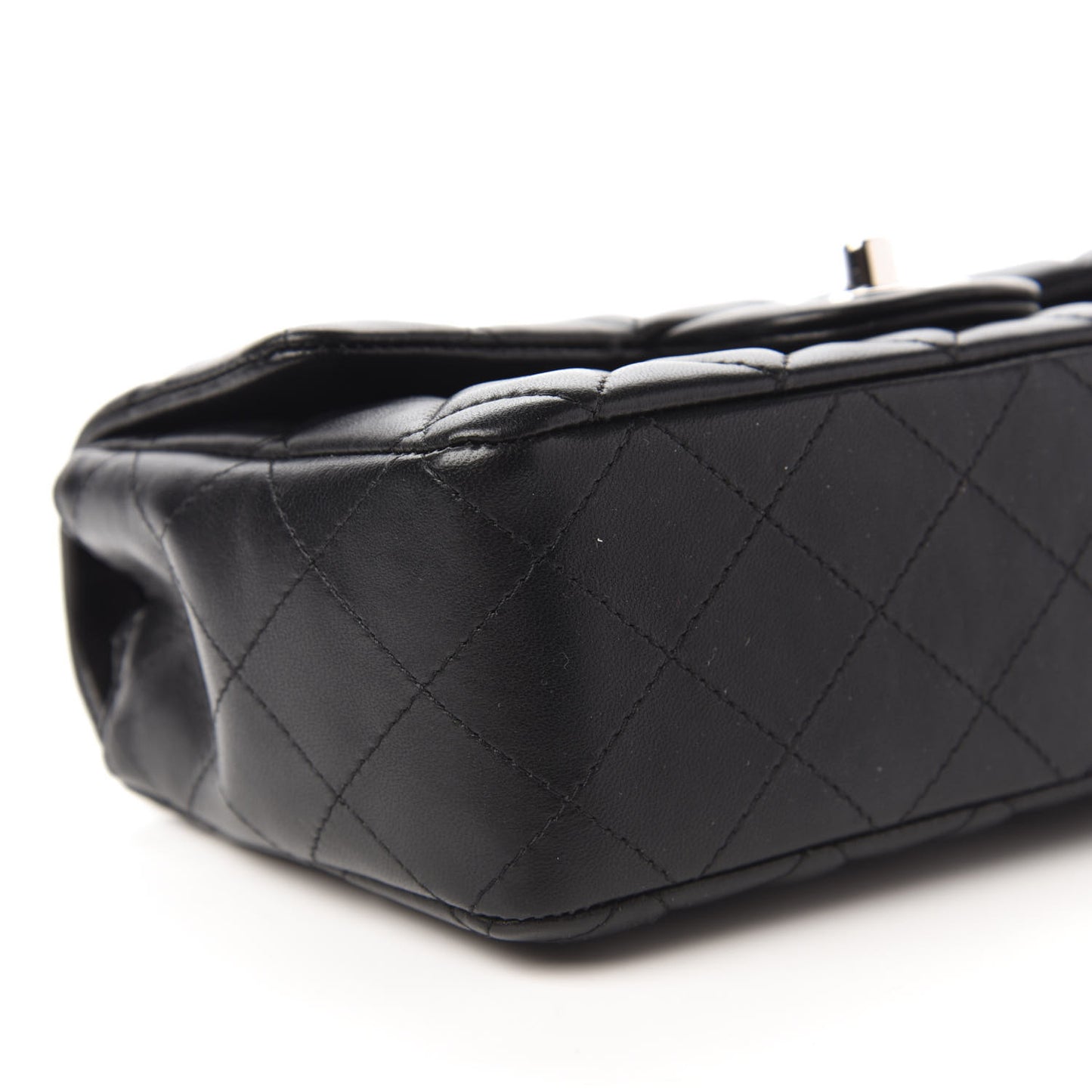 Lambskin Quilted Mini Rectangular Flap Black