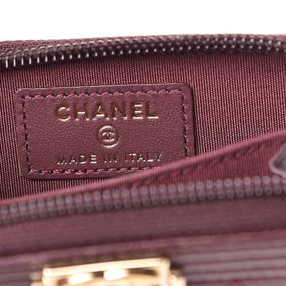Chanel Caviar Quilted Boy Zip Around Coin Purse Wallet Dark Purple 6 of 9