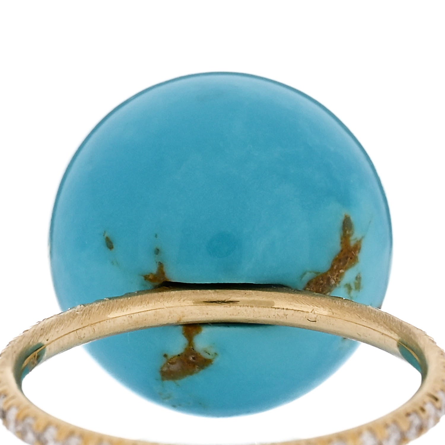 Irene Neuwirth 18K Yellow Gold Diamond Turquoise Large Gumball Ring 54 7 6 of 7