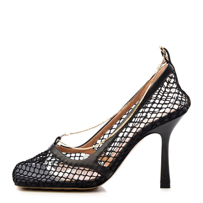 Bottega Veneta Mesh Calfskin Chain Stretch Pumps 36.5 Black 1 of 9
