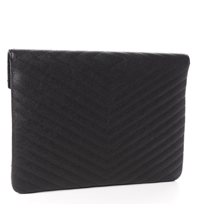 Chanel Calfskin Chevron Quilted Small Envelope Clutch Black 3 of 9