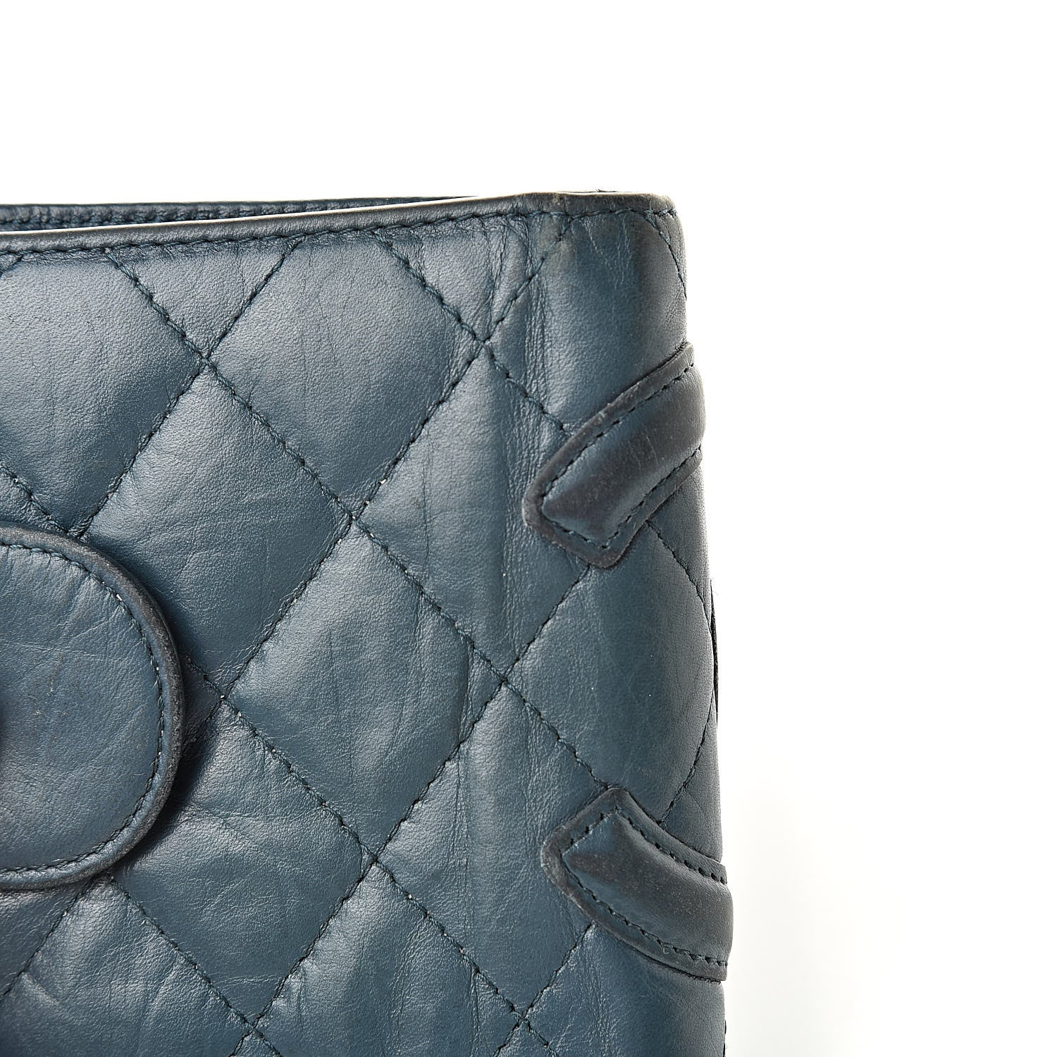 Chanel Aged Calfskin Cambon Compact Wallet Blue 16 of 17