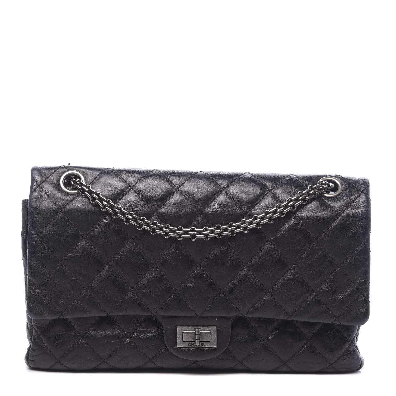 Chanel Metallic Aged Calfskin Quilted 2.55 Reissue 226 Flap Black 1 of 13