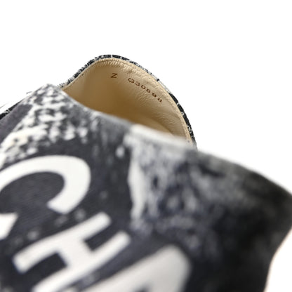 Chanel Printed Canvas Grosgrain 31 Rue Cambon Espadrilles 38 Black White 8 of 8