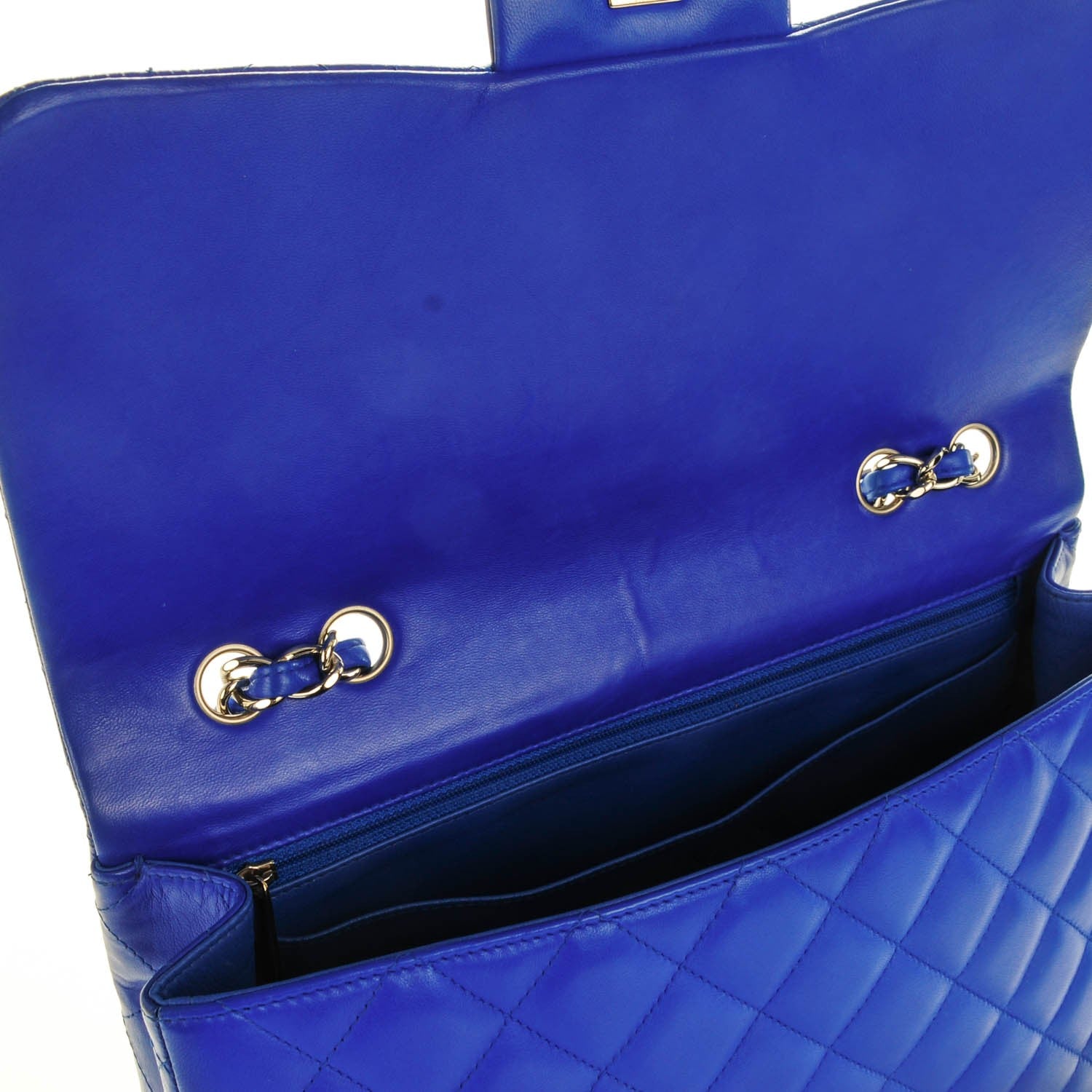 Chanel Lambskin Quilted Jumbo Single Flap Blue 10 of 10