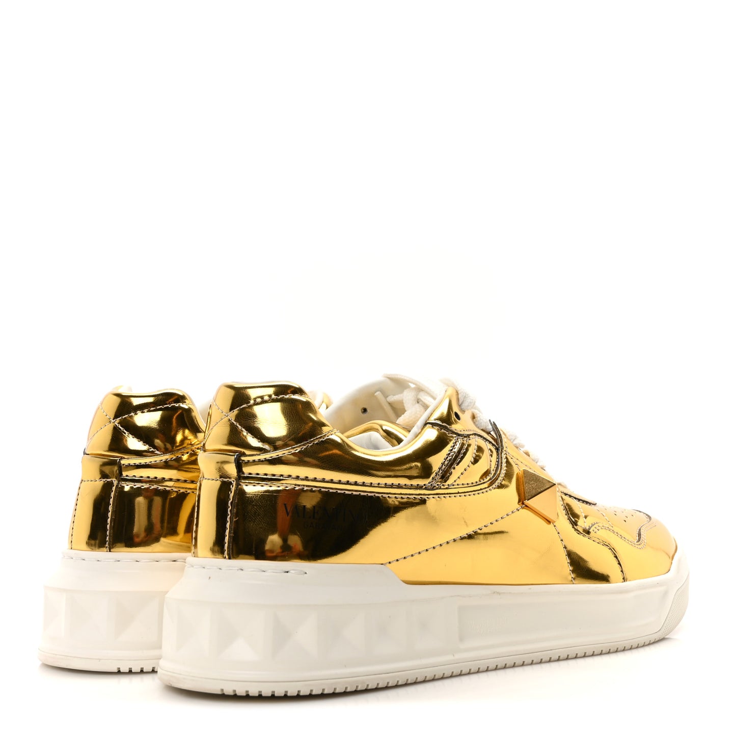 Metallic Nappa Patent One Stud Low Top Sneaker 37.5 Gold