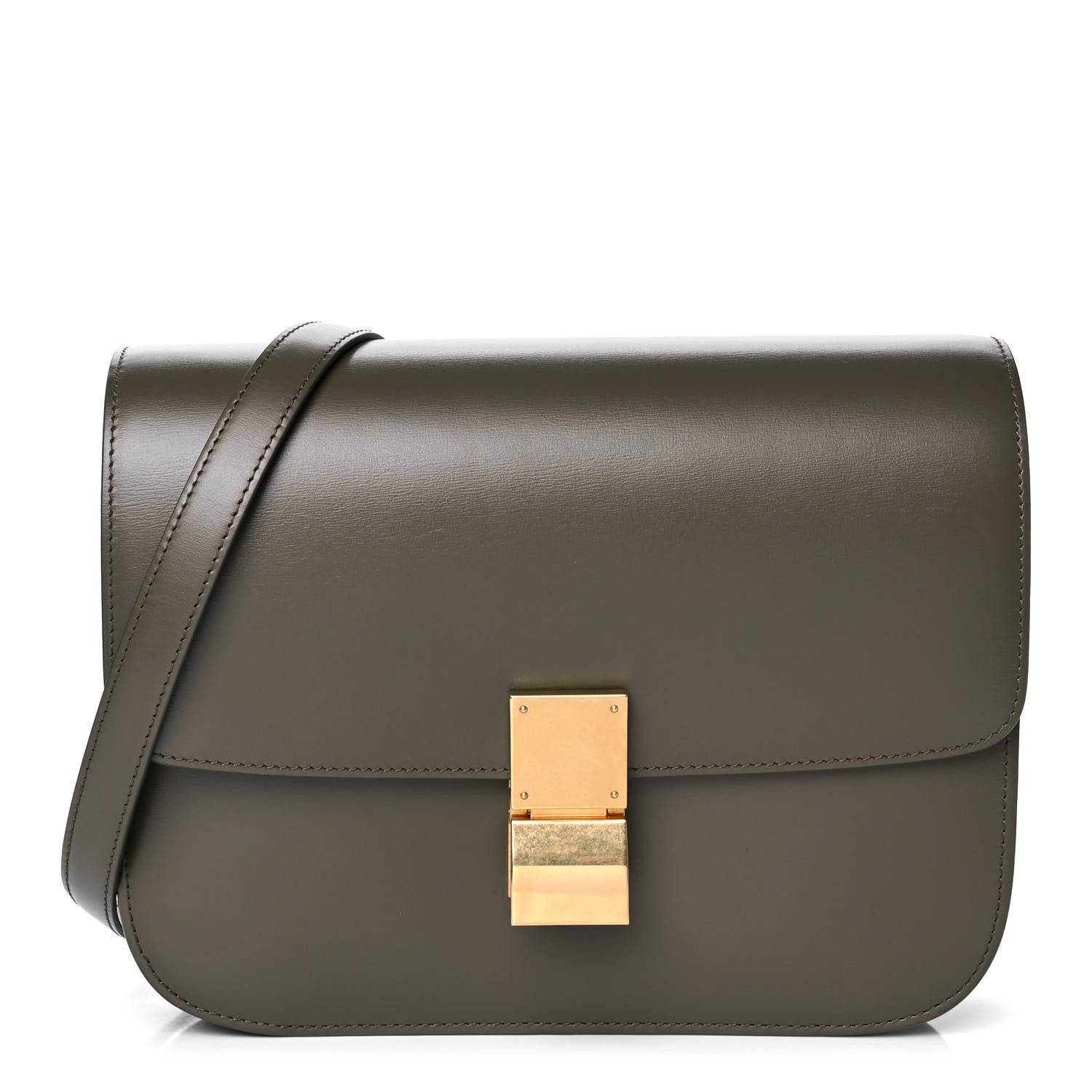 Celine Box Calfskin Medium Classic Box Flap Bag Army Green 1 of 9
