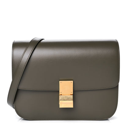 Celine Box Calfskin Medium Classic Box Flap Bag Army Green 1 of 9