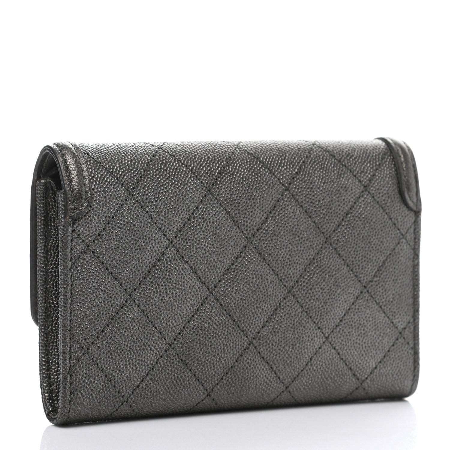 Chanel Iridescent Caviar Quilted Medium Filigree Flap Wallet Silver 3 of 9