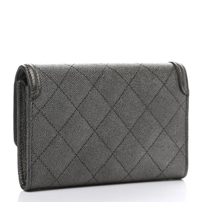 Chanel Iridescent Caviar Quilted Medium Filigree Flap Wallet Silver 3 of 9