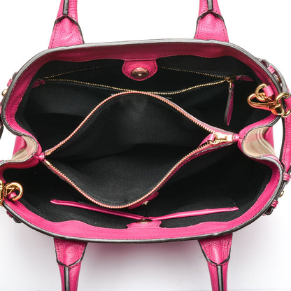 Burberry Grainy Calfskin House Check Medium Banner Tote Brilliant Fuchsia 5 of 8