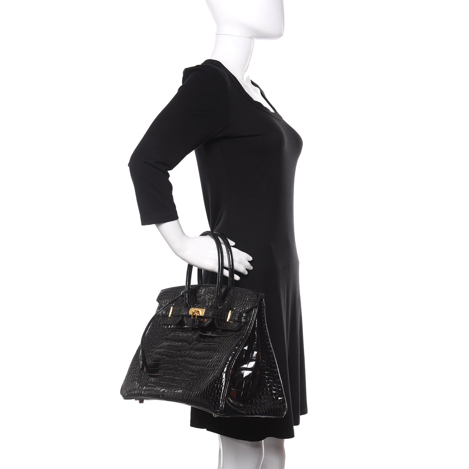 Hermes Shiny Porosus Crocodile Birkin 35 Black 2 of 41