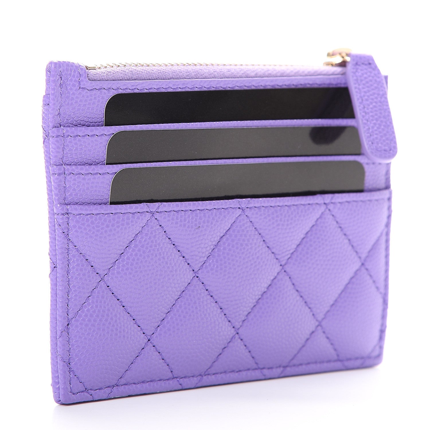 Chanel Caviar Quilted CC Zip Card Holder Purple 2 of 7