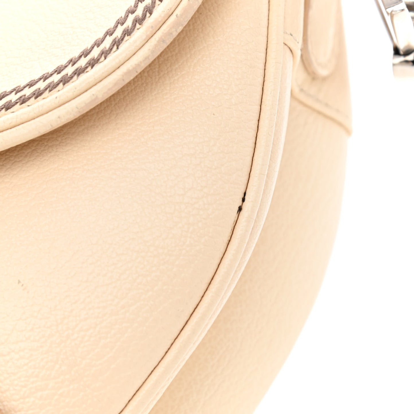 Grained Calfskin Saddle Bag Beige