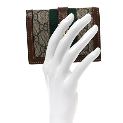 Gucci GG Supreme Monogram Textured Calfskin Web Jackie 1961 Card Case Beige Ebony Brown Sugar 2 of 8