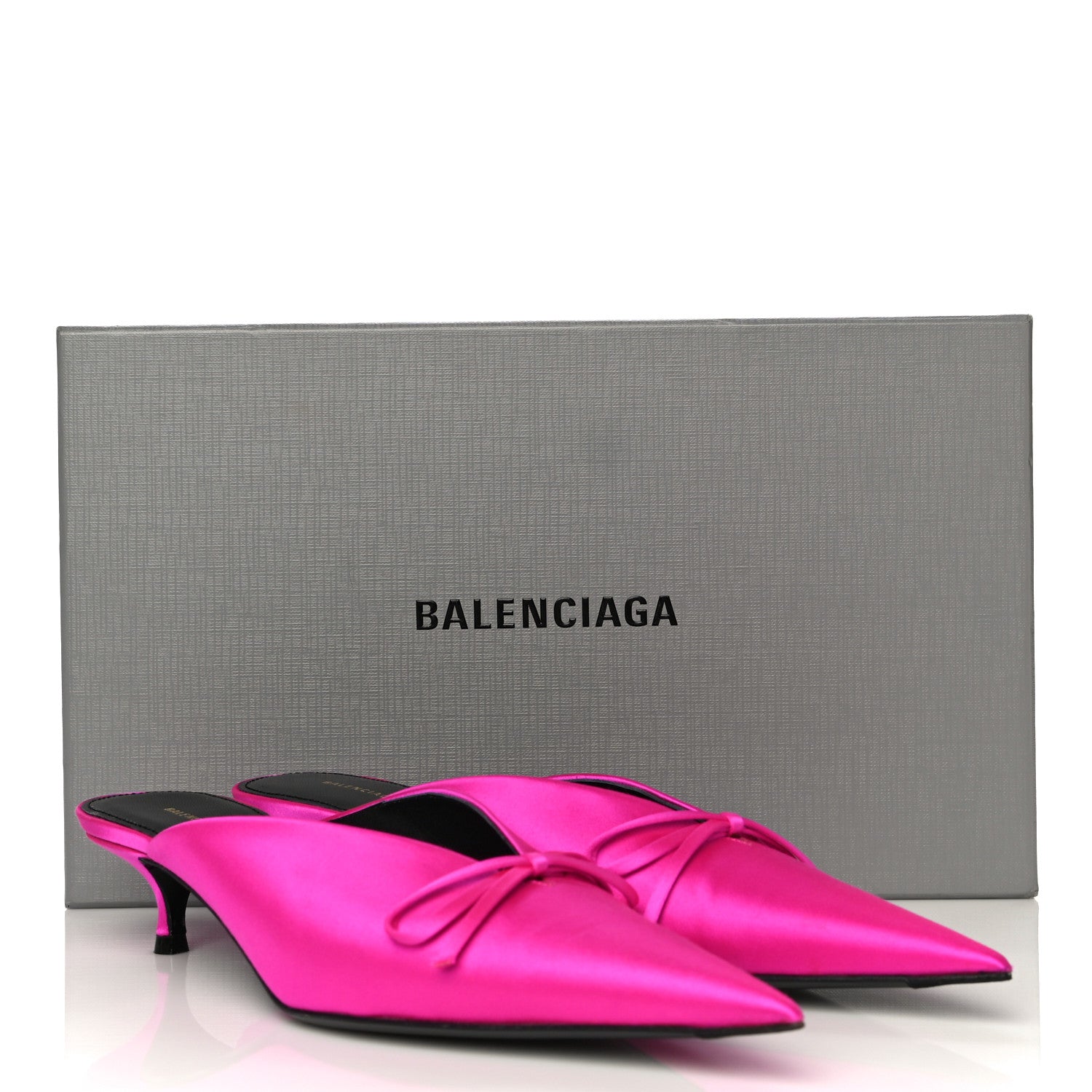 Balenciaga Satin Pointed Toe Knife 40mm Mules 38 Rose Fuchsia 19 of 19